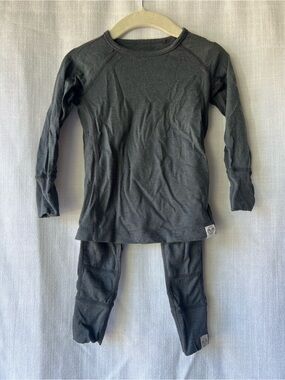 Woolino Kids Long Sleeve Top & Leggings Matching Set - Charcoal 100% Wool 2T